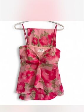 Beginning Boutique Pink Floral Tie-Front Camisole and Skirt Set